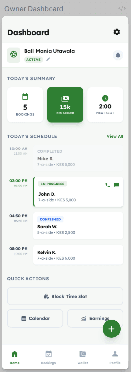 TurfBook Owner Dashboard