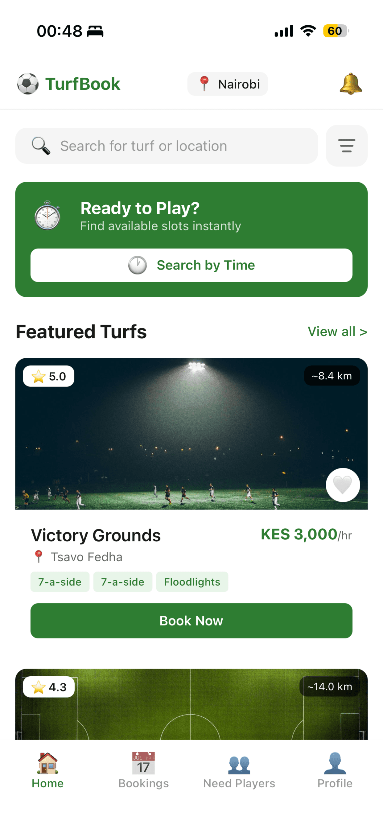 Discover football turfs near you